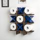 Tic Tac Toe Toilet Paper Holder Stand Rustic Wooden Toilet Paper Storage Bathroom Hanging Storage Freestanding Wall Mounted Shelves Wall Decor for Toilet Tissue Farmhouse Decor (Brown, Blue)