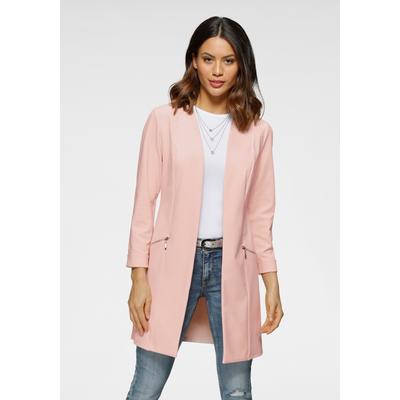 Longblazer LAURA SCOTT, Damen, Gr. 40, rosa, Jersey, Obermaterial: 97% Polyester, 3% Elasthan, feminin, figurbetont, tiefer V-Ausschnitt, 3/4-Ärmel, Blazer, mit Reißverschlüssen Image