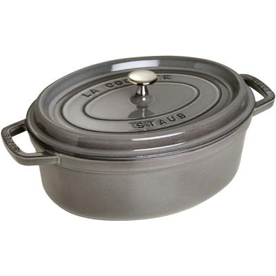 Bräter STAUB "Cocotte", grau (graphit, grau), B:23cm H:15,5cm L:35cm Ø:29cm, Töpfe, robust, langlebig, perfekte Hitzever