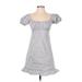 Nicole Miller Collection Casual Dress - Mini: Gray Stripes Dresses - Women's Size 4