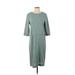 Casual Dress - Shift Crew Neck 3/4 sleeves: Green Print Dresses - Women's Size 0