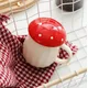 Tasses à café créatives en forme de pièce avec couvercle rouge tasse à lait en céramique avec
