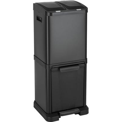 Mülleimer 2x8L + 16L Abfalleimer Mülltrennung Müllsammler Schwarz - Svita Image