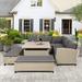 Patio Furniture Outdoor Rattan Modular Sectional Sofa Set with Table and Benches