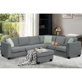 112*87" Sectional Sofa Sets 7 Seats Modular with Ottoman L Shape Fabric Sofa Corner Couch Set with 3 Pillows