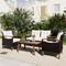 Garden Furniture, Patio Seating Set, PE Rattan Outdoor Sofa Set, Wood Table, Comfortable Chair, Thick Pillows