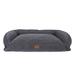 Quilted Microfiber Bolster Dog Bed in Charcoal, 48" L X 36" W X 14.5" H, Large, Gray