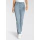 5-Pocket-Jeans LEVI'S "724 BUTTON SHANK" Gr. 29, Länge 32, blau (zippzazzle) Damen Jeans 5-Pocket-Jeans mit Reisverschlussdetail am Saum