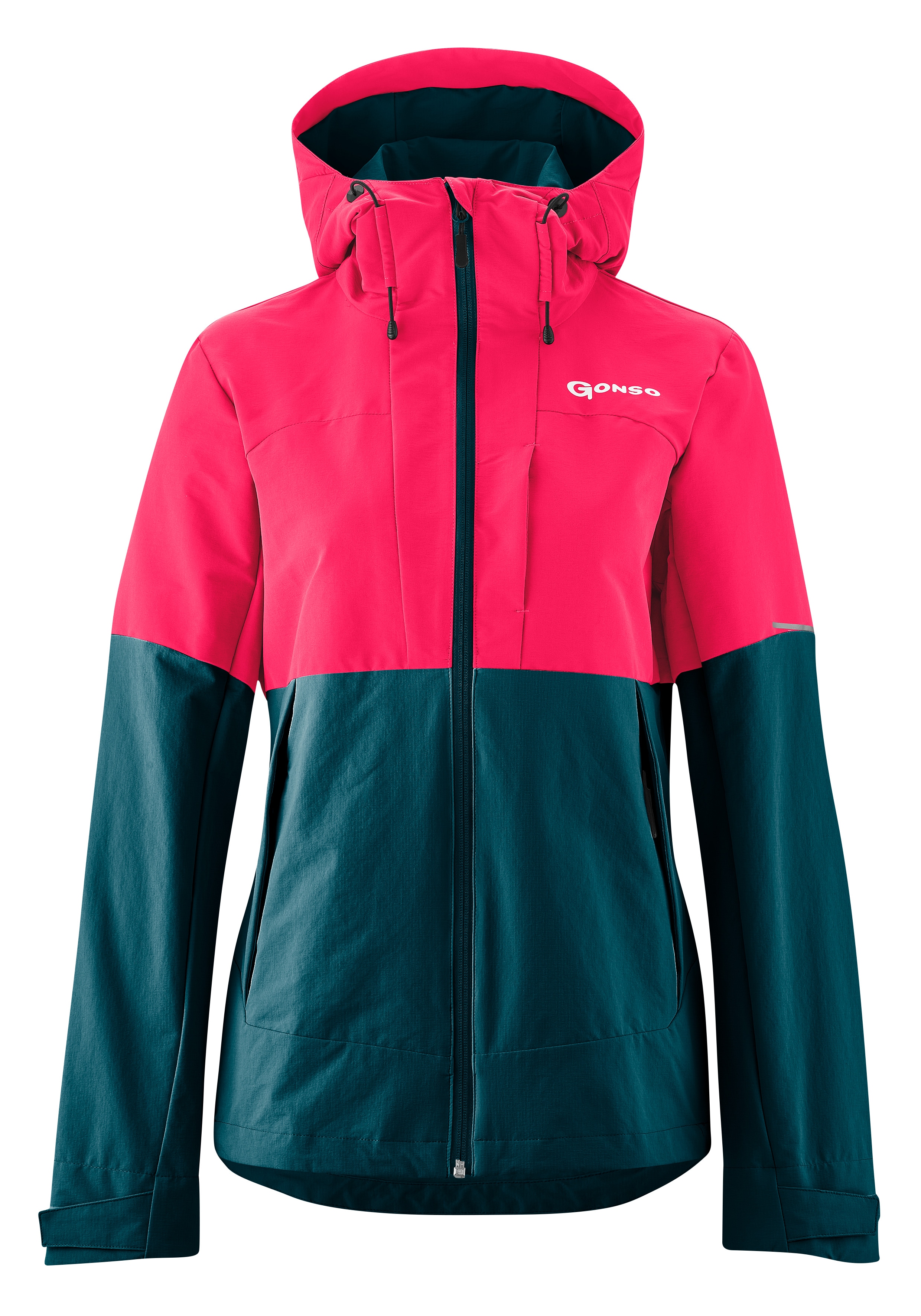 Fahrradjacke GONSO "LAVARELLA", Damen, Gr. 40, pink (neonpink), 93% Polyamid, 7% Elastan, Rundhals, Jacken, MTB-spezifischer Schnitt und Material - strapazierfähig und formstabil Image