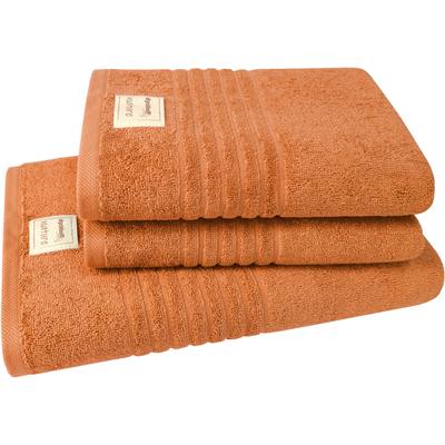 Handtuch Set DYCKHOFF "Nature", orange (terra), 3 St., Frottier, Frottier, Obermaterial: 100% Baumwolle, Handtücher (Pac