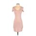 Golden By TNA Casual Dress - Bodycon: Pink Solid Dresses - Women's Size X-Small