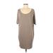 Old Navy Casual Dress Scoop Neck Short sleeves: Tan Print Dresses - Women's Size Medium