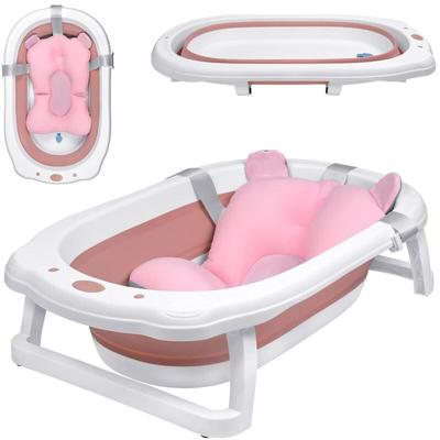 Babybadewanne 82x50cm Faltbar Baby Bath Wanne Rosa pp+pte Babywanne mit Rutschfeste Fußpolster