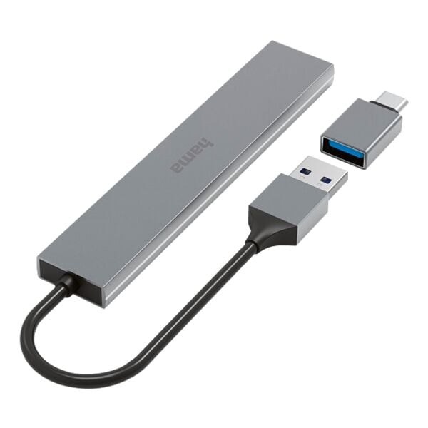 Hama USB-3.2-Hub mit USB-C Adapter »Ultra Slim«, 4 Ports Image