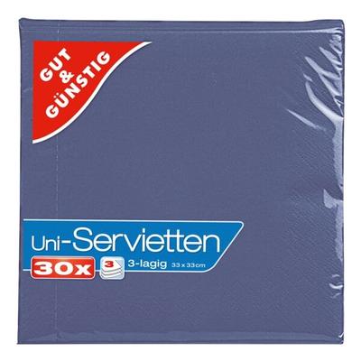 Gut und Günstig Servietten 3-lagig unifarben 30 Stück 33x33 cm blau, 33x33 cm Image