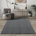 Paco Home Mia´s Teppiche Comfort Moderner Flauschiger Kurzflor Teppich, Anti-Rutsch Unterseite, Waschbar bis 30 Grad, Super Soft, Felloptik, Anthrazit, 140 x 200 cm Oval