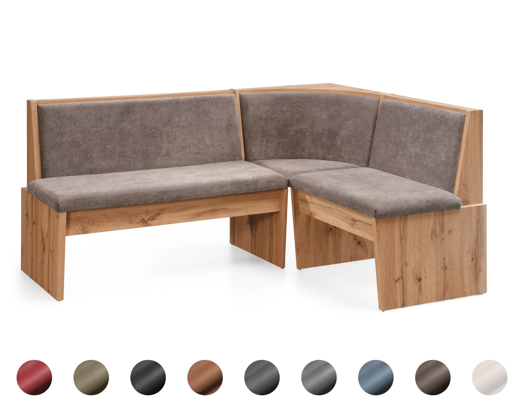 Schösswender »Inka« Eckbank 127x167 cm / Gavin 03 beige / geschlossen / Rundecke / Artisan Oak Dekor Image