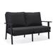 Leisuremod Walbrooke Patio Loveseat with Black Aluminum Frame and Removable Cushions - 56.69