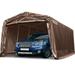 KING BIRD 10 x 20 Heavy Duty Anti-Snow Carport Canopy Car Canopy Car Port Garage Outdoor Instant Garage with Reinforced Ground Bars-Brown