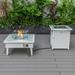 LeisureMod Walbrooke Modern Square Fire Pit Table and Tank Holder with Powder Coated Aluminum Slats Design for Patio and Backyard Garden (White)