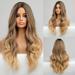 Long Wave Wigs for Women Ombre Wigs Natural Wave Middle Part Hair Heat Resistant Fibre Synthetic Wigs Women s Wig Daily Natural looking A15