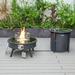 LeisureMod Walbrooke Modern Round Fire Pit Table and Tank Holder with Powder Coated Aluminum for Patio and Backyard Garden (Black)