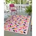 Unique Loom Oranjestad Aruba Outdoor Rug Rectangle 9 0 x 12 2 Pink Coastal Chevron Patio Deck Garage