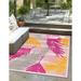 Unique Loom Barcadera Aruba Outdoor Rug Rectangle 7 10 x 10 0 Pink Coastal Botanical Patio Deck Garage