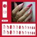 Wine Red with Sequin Stripe Printed Almond False Nails Easy to Apply Simple to Peel off Nails for Women and Girl Nail Salon