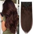 S-noilite Double Weft Clip in Human Hair Extensions High Quality Full Head Hair 8pcs 18clips Soft Silky Straight for Women