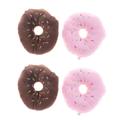 Chew pet toy 4PCS Pet Plush Toy Cartoon Donut Shaped Pet Toy Lovely Donut Pet Chew Toy Elastic Donut Shaped Pet Toy Funny Pet Squeaky Sound Toy Creative Pets Bite Chewing Toy for Dog Playing (Random