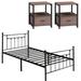 Trent Austin Design® Kempst Iron Platform 3 Piece Configurable Bedroom Set Wood/Metal in Black/Brown | 42.9 H x 39 W x 75 D in | Wayfair