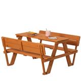 Isabelle & Max™ Wooden Picnic Table Bench w/ Backrest, Outdoor Children's Backyard Table, Crafting, Dining | 19.75 H x 35 W x 40.75 D in | Wayfair