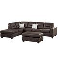 Brown Sectional - Latitude Run® 4-Piece Vegan Leather Chaise Sectional Faux Leather | 35 H x 84 W x 112 D in | Wayfair