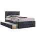 Red Barrel Studio® Upholstered Tufted Platform Bed Metal in Gray/Black | 40 H x 56 W x 76 D in | Wayfair 87640C46857044F5A9BB5765B2A87096