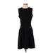 Sharagano Casual Dress - A-Line: Black Solid Dresses - Women's Size 4