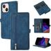 iPhone 14 Pro Max Case Leather Wallet with 9 Card Slot Kickstand iPhone 14 Pro Max Wallet Zipper Pocket Strong Magnetic Closure Shockproof Full Cover Flip Leather case for Man Women (Blue)