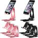 8 Packs Cell Phone Stand Bulk Dual Folding Portable Cell Phone Holder for Office Desk Fully Adjustable Foldable Metal Mobile Phone Stand for Most Phones Tablets Black and Rose Gold