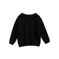 Toddler Baby Boys Girls Round Neck Sweaters Long Sleeve Solid Color Rib Knitwear Pullover Jumper Tops