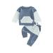 Frobukio 2PCS Toddler Baby Boys Pants Sets Patchwork Long Sleeve Sweatshirt Elastic Waist Pants Clothes