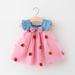 Baby Deals!Yanhaigong Denim Tutu Dress for Toddler Girl Toddler Girls Clearance Tutu Dress Toddler Casual Sleeveless Cute Bow Tutu Dresses Girls Spliced Denim Princess Sundress Strawberry Outfit