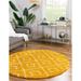 Unique Loom Ruth Trellis Shag Rug Round 6 1 x 6 1 Yellow Modern Trellis Dining Room Entryway Bed Room