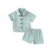 Frobukio 2PCS Toddler Baby Boys Girls Summer Tops Shorts Outfits Short Sleeve Shirt Shorts Baby Clothes Sets