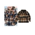 Kids Girl Jacket Outwear Autumn Winter Plaid Coat Long Sleeve Single Breasted Fur Fuzzy Coat