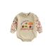 AMILIEe Baby Girls Boys Halloween Costume Sweatshirt Romper Long Sleeve Pumpkin Bodysuit Jumpsuit