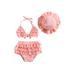 Frobukio 3PCS Toddler Baby Girls Summer Swimwear Outfits Hanging Neck Tops Layered Ruffle Shorts Hat Swimsuit