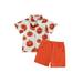 Gwiyeopda Toddler Boys Halloween Costume Outfit Set Baby Boy Pumpkin Print Shirts and Shorts 2Pcs Set