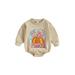 AMILIEe Baby Girls Boys Halloween Costume Sweatshirt Romper Long Sleeve Pumpkin Bodysuit Jumpsuit