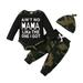 Toddler Baby Boys Clothes Baby Boys Outfits 12-18 Months Toddler Baby Boys Long Sleeve Letter Print Romper Top Camouflage Pants Hat 3PCS Fall Winter Clothes Black