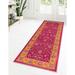 Unique Loom Hijaz Medina Rug Runner 2 2 x 10 0 Berry Pink Traditional Border Bathroom Hallway Mud Room